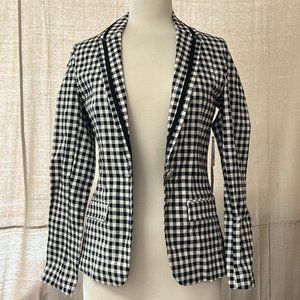 NWT XOXO,Xoxo Juniors' Gingham-Print Blazer black white stretch M